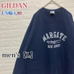 ●F929【US輸入】 ギルダン スウェットシャツ ネイビー系 men's【L】のサムネイル