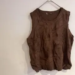 ノースリーブニット シンプル ブラウン 無地 ベスト