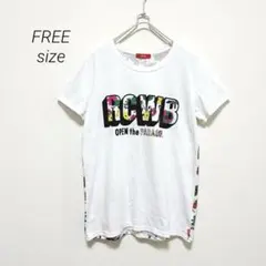 RCWB ロデオクラウンズ Tシャツ フリーサイズ 白 花柄 ロゴ 半袖のサムネイル