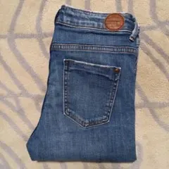 ZARA BASIC EUR34　ブルー　スキニー　ダメージストレッチデニム
