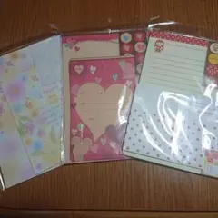 レターセット３種類 花柄・ハート・ドット