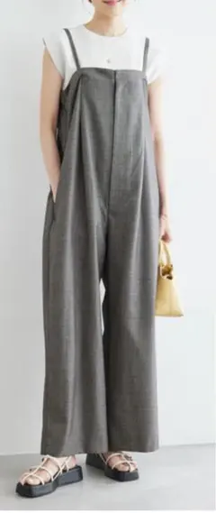 ROPÉ PICNIC シャークスキンベアパンツ サロペット チャコール