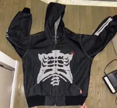 スケルトンプリント ダークデニムパーカー