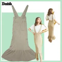 ✨美品✨ダーリッチ ニットサロペスカート ベージュ フリル裾のサムネイル