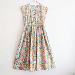 昭和レトロ ロングワンピース 花柄 フレア ヴィンテージ ハンドメイド 70s