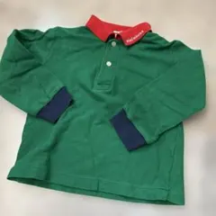 ミキハウス　ポロシャツ　長袖　グリーン　レッド　レトロ