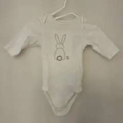 ベビー ロンパース 長袖 ホワイト うさぎ刺繍のサムネイル