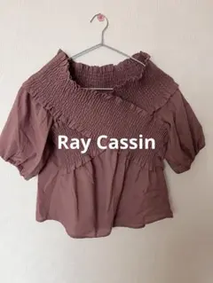 Ray Cassinシャーリングデザイン 半袖ブラウス Fサイズ ピンク