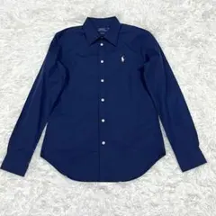 『極美品』ラルフローレン 現行QRタグ 長袖シャツ ネイビー M ポニー刺繍
