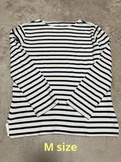 無印良品　白×ネイビーのボーダー長袖カットソー　Mサイズ