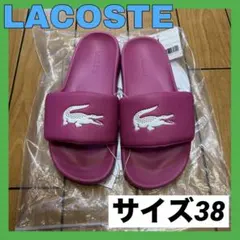 ✨新品✨ラコステ ピンク ホワイト ワニ マジックテープ サンダル シャワサンのサムネイル