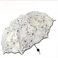 カメリア柄 折りたたみ傘 晴雨兼用 ゴムブレスレット2個ツキ - メルカリ