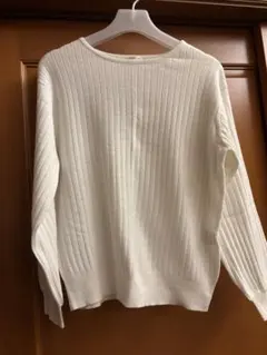 CINEMA CLUB ホワイトリブニット Mサイズ