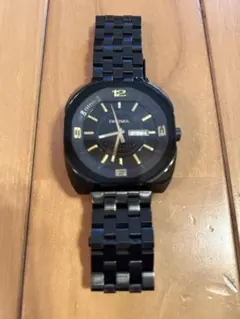 ディーゼル 腕時計 ブラック ゴールドデカアツ デカ厚 diesel 黒 金