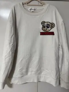 RUNSODA ラムソーダ 裏起毛 スウェット クマ刺繍 M 白