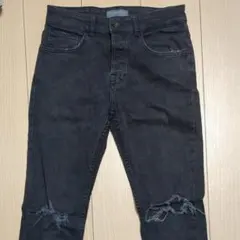 ZARA ダメージデニムパンツ ブラック US30インチ スキニー 古着