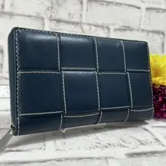 現行・美品✨ボッテガヴェネタ　長財布　カセット　マキシイントレ　RFID　紺