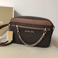 新品☆MICHAEL KORS ブラウン シグネチャー レザー ショルダーバッグ