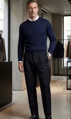 GIORGIO ARMANI イタリア製 ツータック スラックス 48 ネイビーのサムネイル