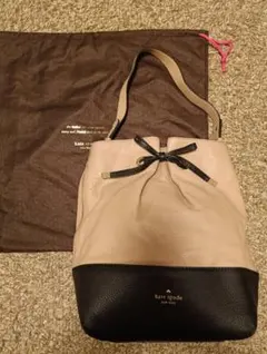 kate spade レザーショルダーバッグ美品 ベージュ/ブラック