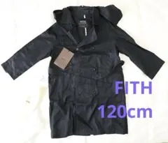 新品タグ付⭐︎FITHダブルブレストコート120cmブラック フード付