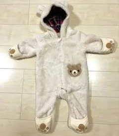 キムラタン　クマ耳付きフリースロンパース　70cm