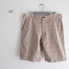 GU ジーユー アンカー刺繍 チノショートパンツ ハーフパンツ L