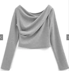 新品！GRL⭐︎ ドレープカシュクールトップス　グレー［dk1362］