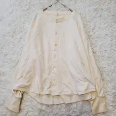 ナルファクトリー カーディガン ボリューム袖 アイボリー 綿100％ ゆったり