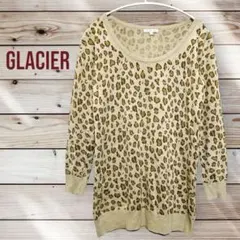 GLACIER ヒョウ柄　ニットセーター　レオパード柄　ブラウン　Ｌ
