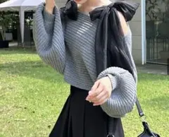 [GRL] マルチWayリボンドルマンスリーブニットトップス　[dr739]