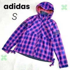 adidas 愛迪達 外套 女S 格紋 粉色