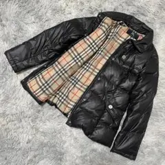 バーバリー ロンドン ダウンジャケット ノバチェック 黒 レディスM 光沢 肉厚