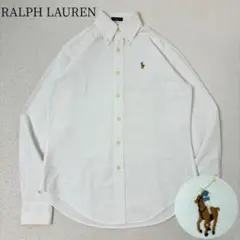 ラルフローレン　オックスフォードシャツ　長袖　ポニー刺繍　ホワイト　Mサイズ　2