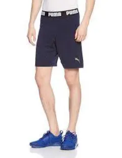 L）紺）プーマ★ハーフパンツ 655568 EVOKNIT 薄手テロテロ膝上丈