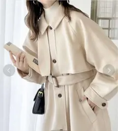 2wayスタンドカラーボリュームスリーブニットモッサトレンチコート