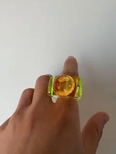 70s vintage 透明 3dリング