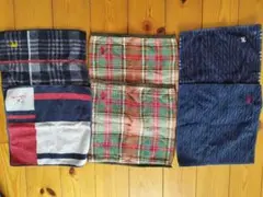 ラルフローレン、カルバンクライン等タオルハンカチ6枚 チェック柄 ストライプ
