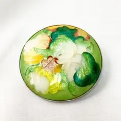 M1266 花モチーフ 七宝焼？ ブローチ&ペンダントヘッド