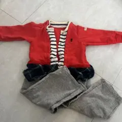 赤いカーディガンとパンツのセット ミキハウス