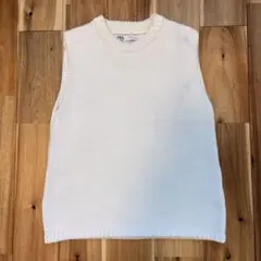 ZARA ホワイト ノースリーブセーター Lサイズ