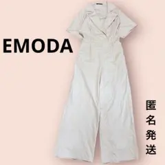 EMODA クロスオールインワン　サロペット　ベージュ　リネン混　麻混　匿名発送