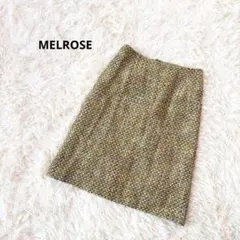 MELROSE メルローズ ツイードスカート 台形 膝丈　M グリーン系のサムネイル