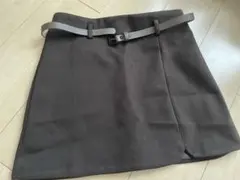 ベルト付き台形ミニスカート GRL ブラウン Lサイズ