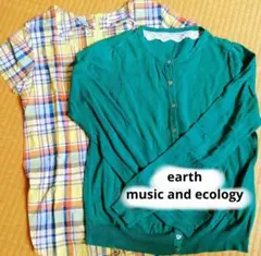 カーディガンとチェック柄トップス セット