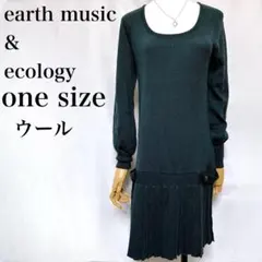 アースミュージック&エコロジー 長袖ニットワンピース プリーツ セーター フレア