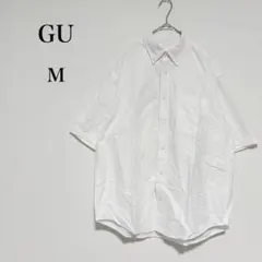 ジーユー オックスフォードオーバーサイズシャツ 五分袖 綿 胸ポケット【M】