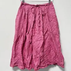 一点もの✨ヨーロッパ古着 小花柄 チロルスカート ピンク 綿100% リボン