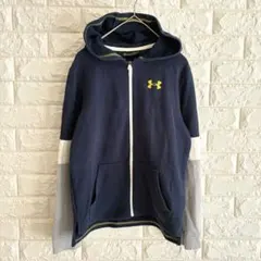 アンダーアーマー パーカー 切替ロゴ フーディ YMD ネイビー