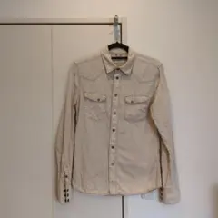 NudieJeans　ヌーディージーンズ　ウエスタンシャツ　長袖　S　ベージュ